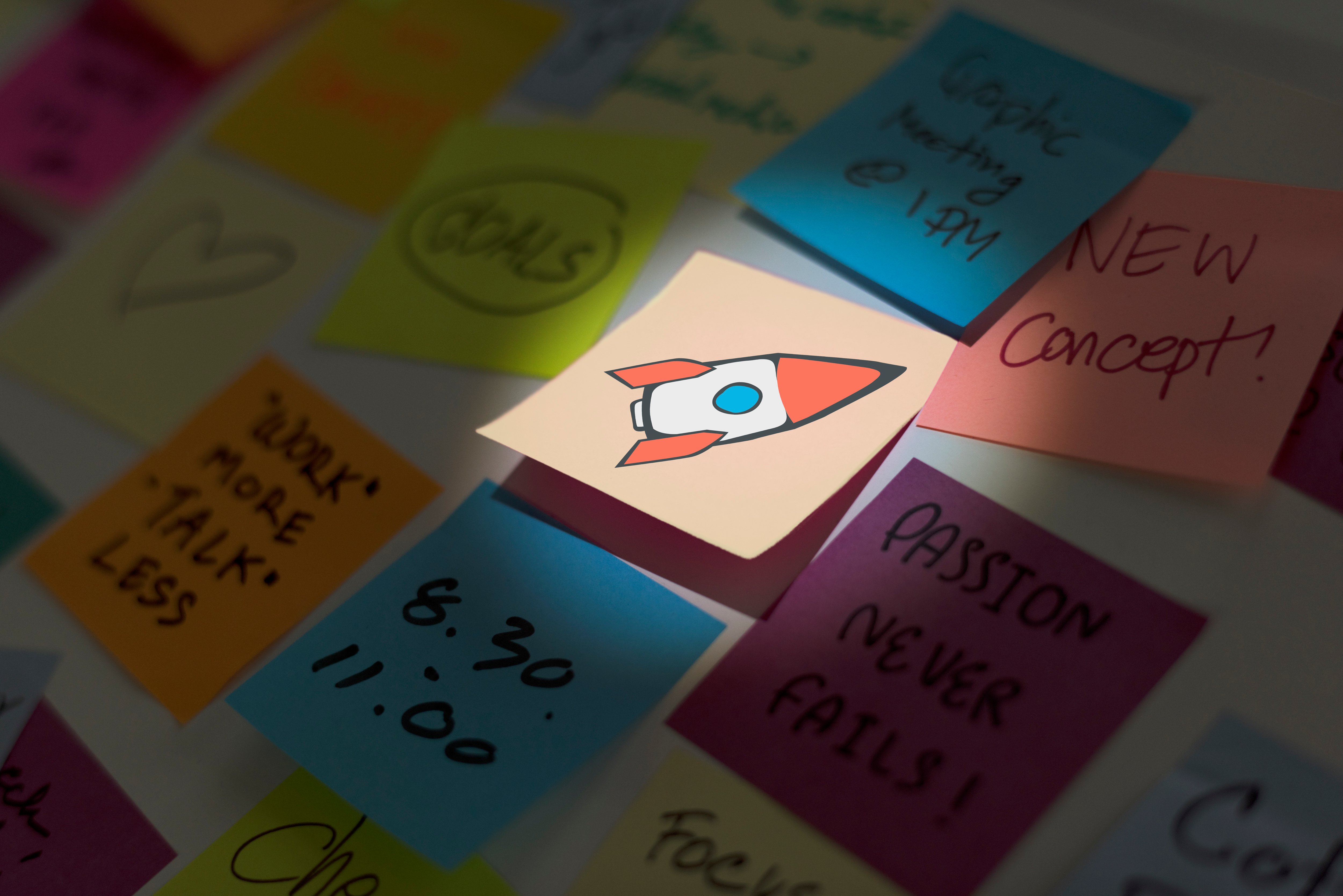 note-memo-papers-post-it-rocket-start-up-icon